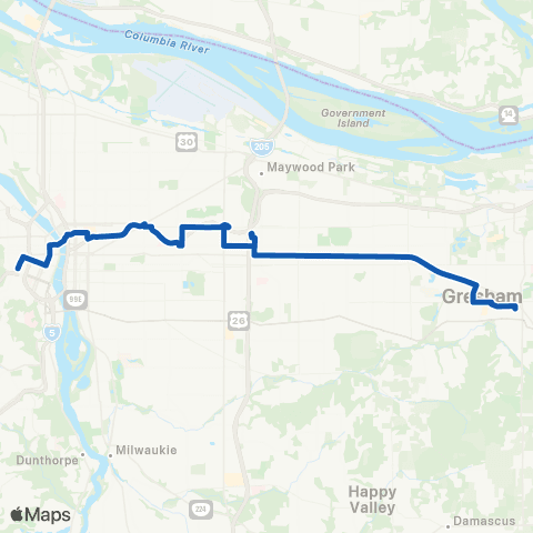 TriMet Blue Eastside Bus map