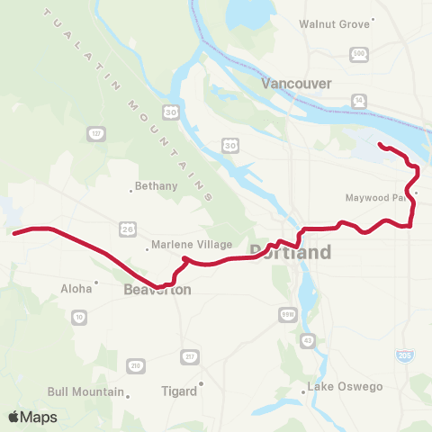 TriMet MAX Red Line map