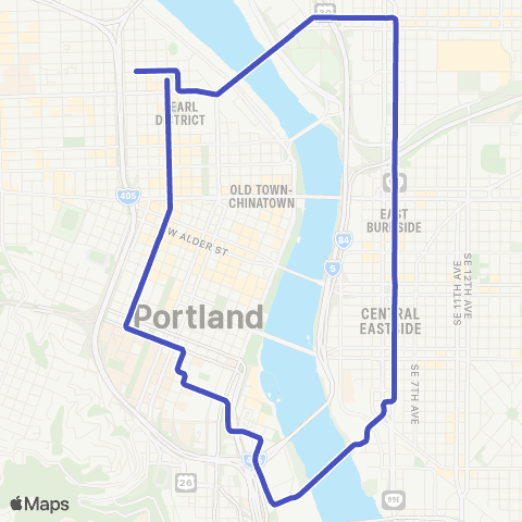 TriMet B Loop map