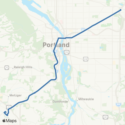 TriMet Barbur / Sandy Blvd map