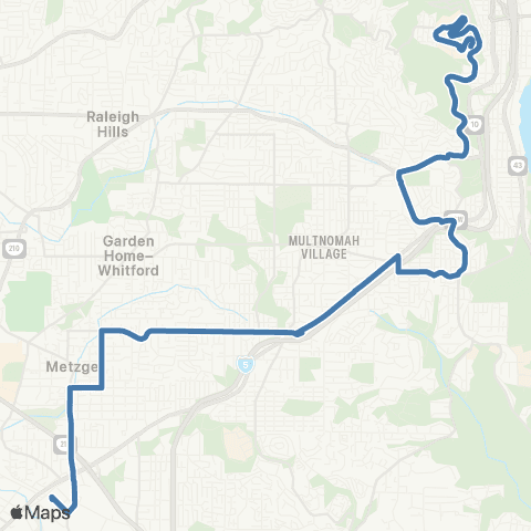 TriMet Taylors Ferry / Marquam Hill map