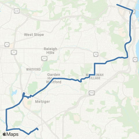 TriMet Garden Home map