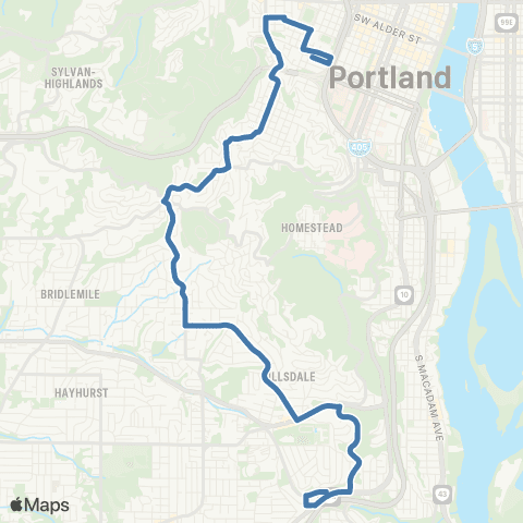 TriMet Vista / Sunset Blvd map