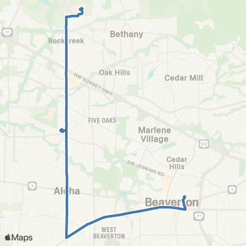 TriMet Farmington / 185th map