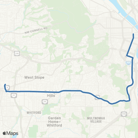 TriMet Beaverton-Hillsdale Hwy map