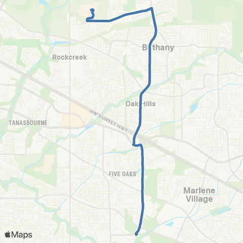 TriMet Bethany / 158th map