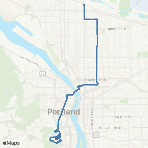 TriMet Jackson Park / NE 15th map