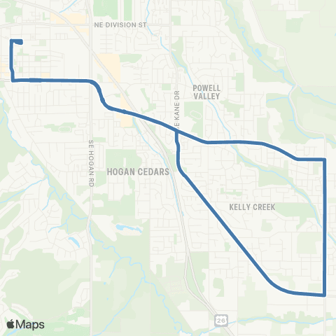 TriMet Powell Valley / Orient Dr map