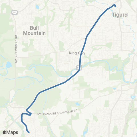 TriMet Tigard / Sherwood map