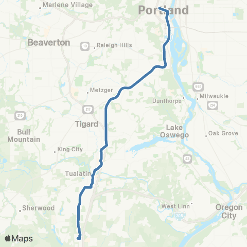 TriMet Tualatin / I-5 map