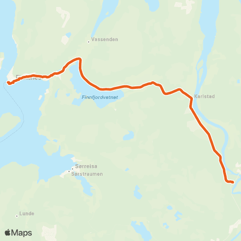Svipper Finnsnes-Karlstad-Buktamoen map