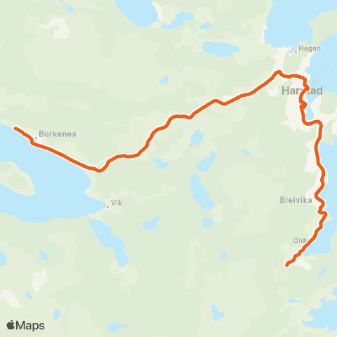 Svipper Kilbotn - Sentrum - Trastad map