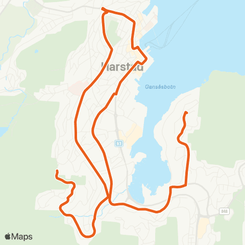 Svipper Gansås-Sentrum-UNN-Fagerlia map