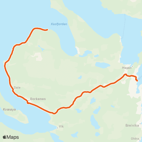 Svipper Harstad-Borkenes-Elda-Nupen map