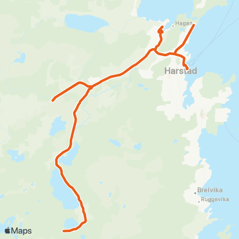 Svipper Harstad - Tennvasssen - Sørli map