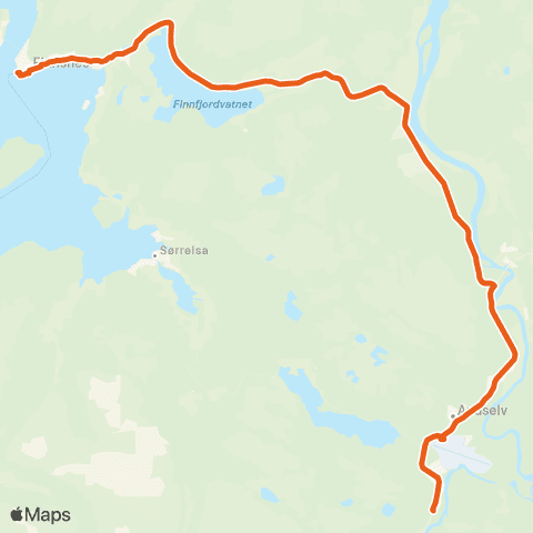 Svipper Finnsnes-Buktamoen-Bardufoss map
