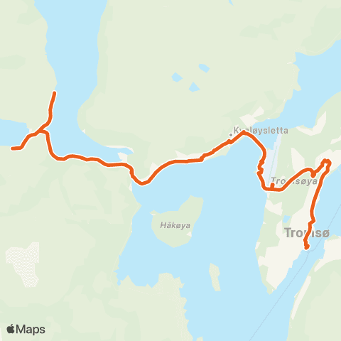 Svipper Tromvik-Ersfjord-Tromsø map