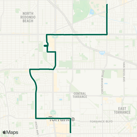 Torrance Transit Del Amo Mall - El Camino College map