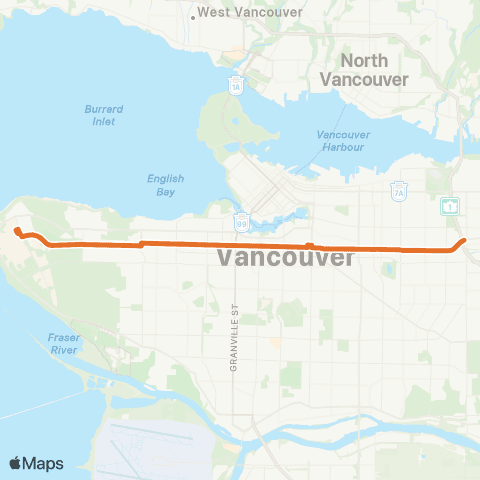 TransLink Commercial-Broadway / UBC (B-Line) map
