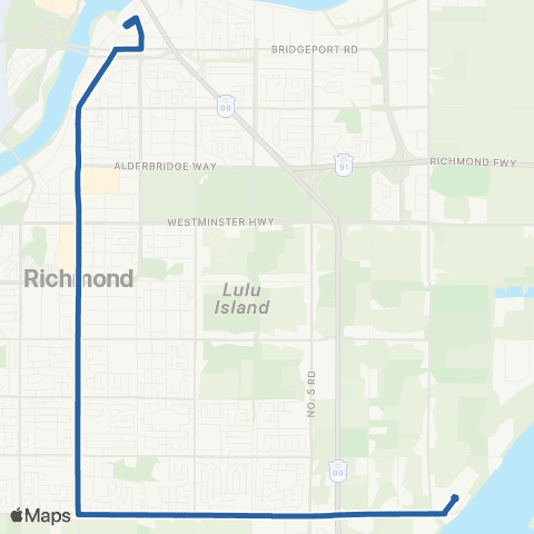 TransLink Bridgeport Station / Three Road map