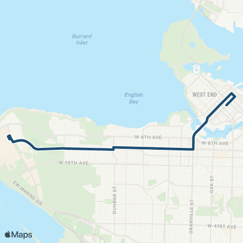 TransLink Downtown / UBC Nightbus map