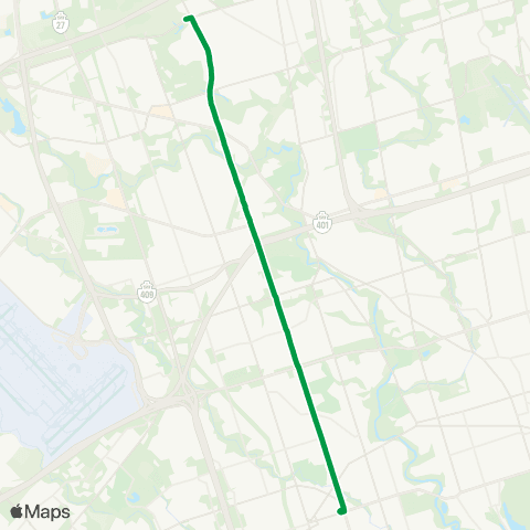 TTC Islington Express map