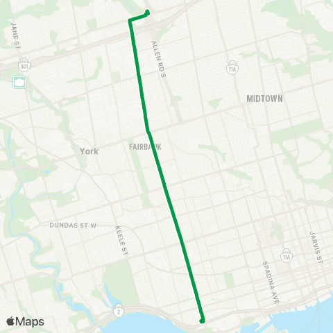 TTC Dufferin Express map