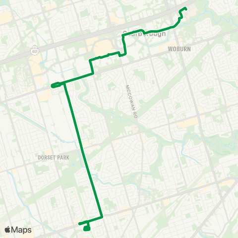 TTC Kennedy Station-Scarborough Express map