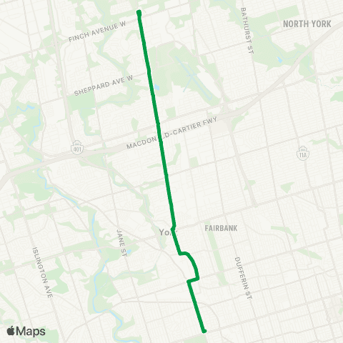 TTC Keele Express map