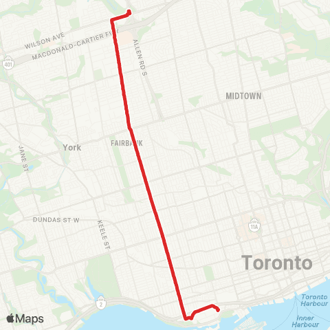 TTC Dufferin map