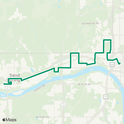 Tulsa Transit Charles Page / Sand Springs map