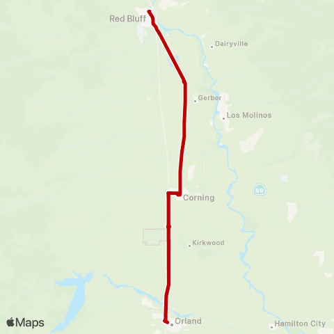 TRAX Glenn-Tehama Connect map