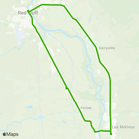 TRAX Regional - Red Bluff, Los Molinos, Gerber map