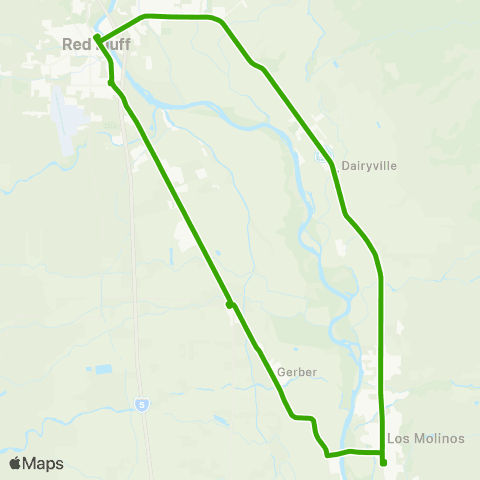 TRAX Regional - Red Bluff, Gerber, Los Molinos map