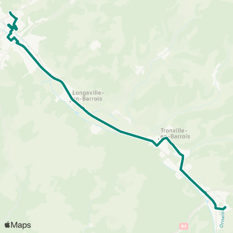 TUB Fains-les-Sources Pré Hugot - Ligny-en-Barrois Aouisses map