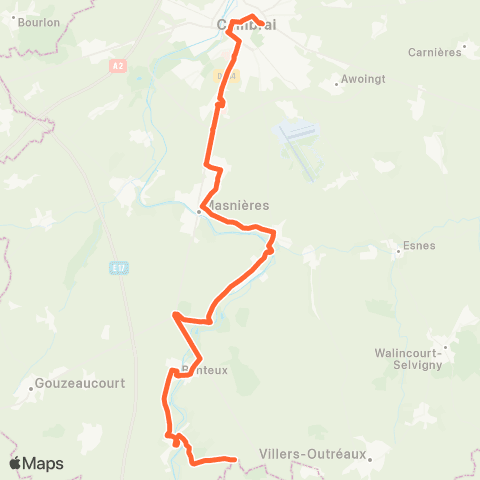 TUC Crevecoeur-s/-Escaut - Cambrai Station Bus map