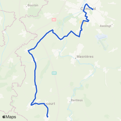 TUC Villers-Guislain - Gouzeaucourt - Cambrai Station Bus map