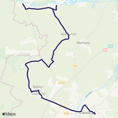 TUC Raillencourt - Aubencheul-au-Bac - Cambrai Station Bus map