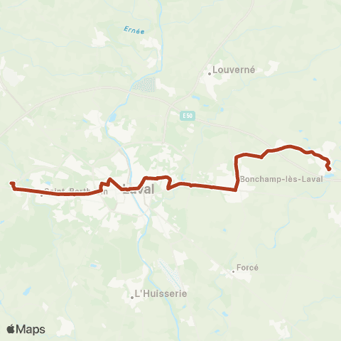 TUL St-Berthevin (Châtelier) > Argentré (Rochers) map