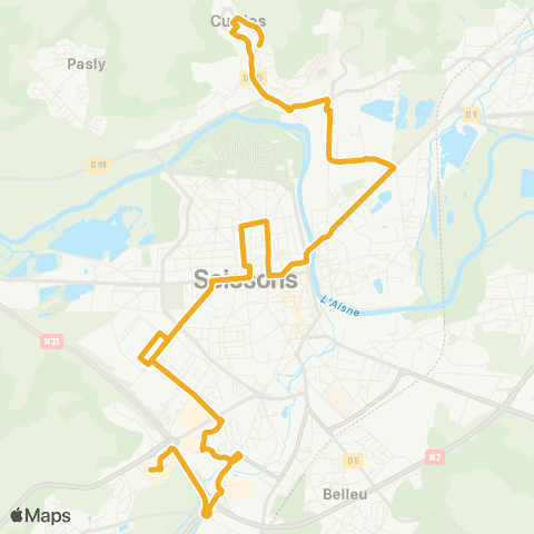 TUS Vauxbuin Maisons rouges - Zone commerciale - Presles - Ctre-ville - Coty - Cuffies map