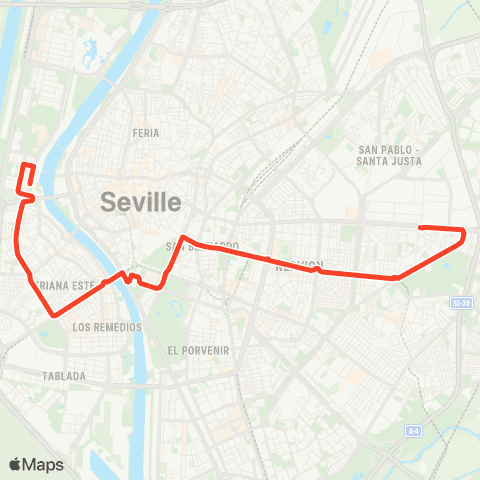 TUSSAM Puerta Triana - Santa Aurelia map