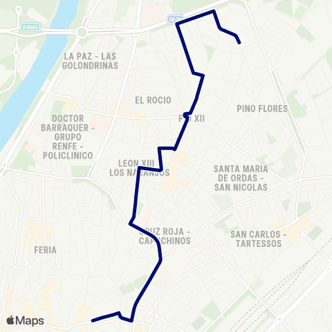 TUSSAM Ponce de León - los Principes map