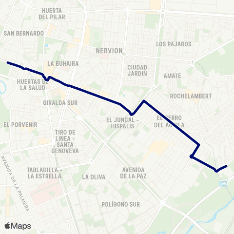 TUSSAM Prado San Sebastián - Cerro del Aguila map