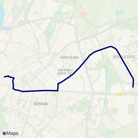 TUSSAM Ponce de León - Sevilla Este map
