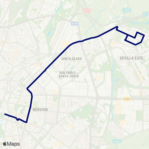 TUSSAM Prado San Sebastián - Alcosa map