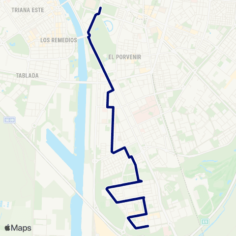 TUSSAM Prado San Sebastián - los Bermejales map