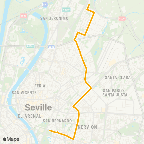 TUSSAM Linea Norte map