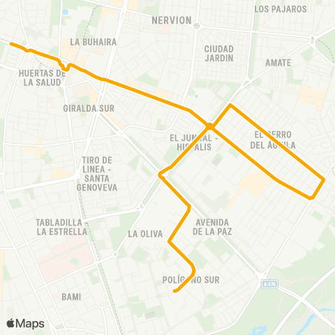 TUSSAM P.San Sebastian - Poligono Sur map