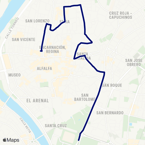 TUSSAM Circular Centro map