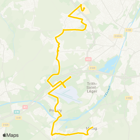 Transvilles Maing - Thiant Collège - P F Ctre Ccial map